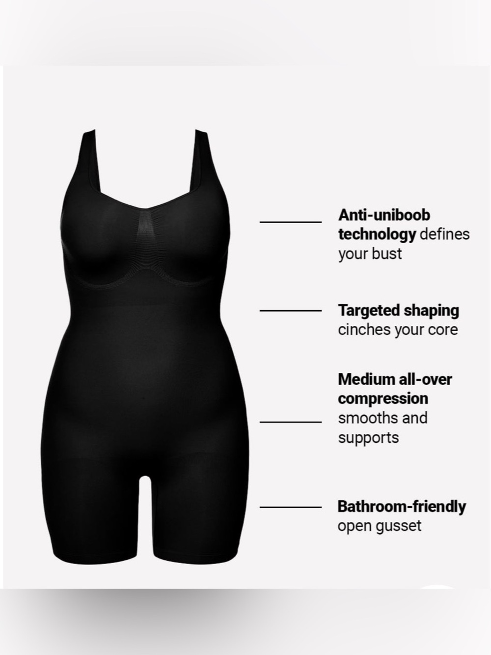 YITTY Nearly Naked Shapewear Mid Thigh Bodysuit - Picture 2 of 7